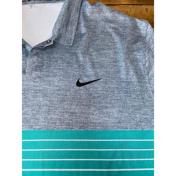 Mens Nike Tiger Woods Collection Gray Sea Green Stripe Southern Highlands Size L - Picture 4 of 9